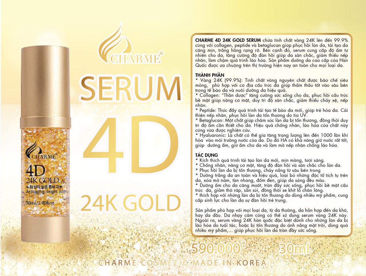 Serum Vàng 24K Hàn Quốc Charme 4D 24K Gold Serum 30ml