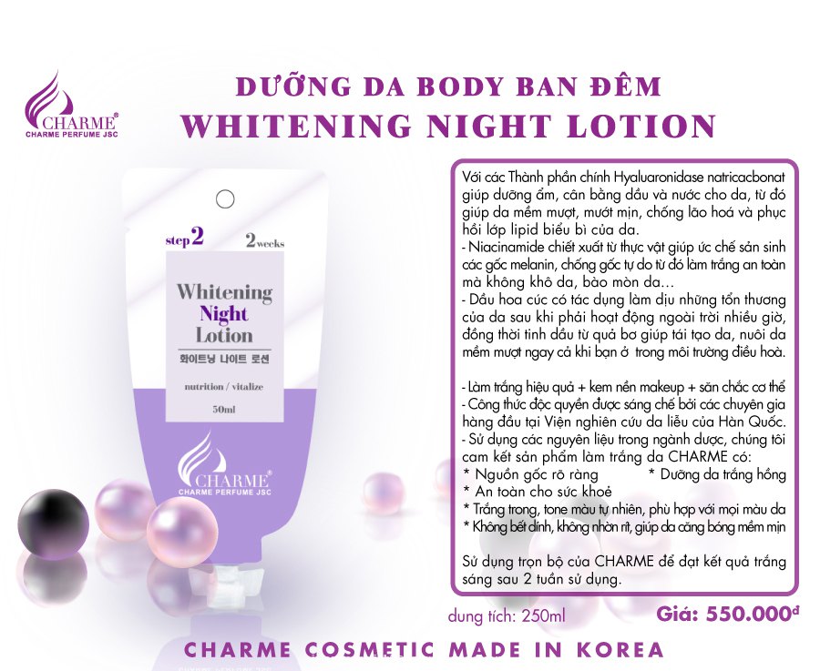 Kem Dưỡng Body Ban Đêm 250ml – Charme Korea