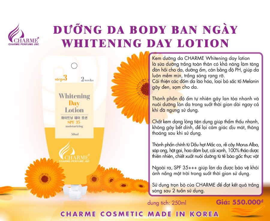 Kem Dưỡng Body Ban Ngày 250ml – Charme Korea