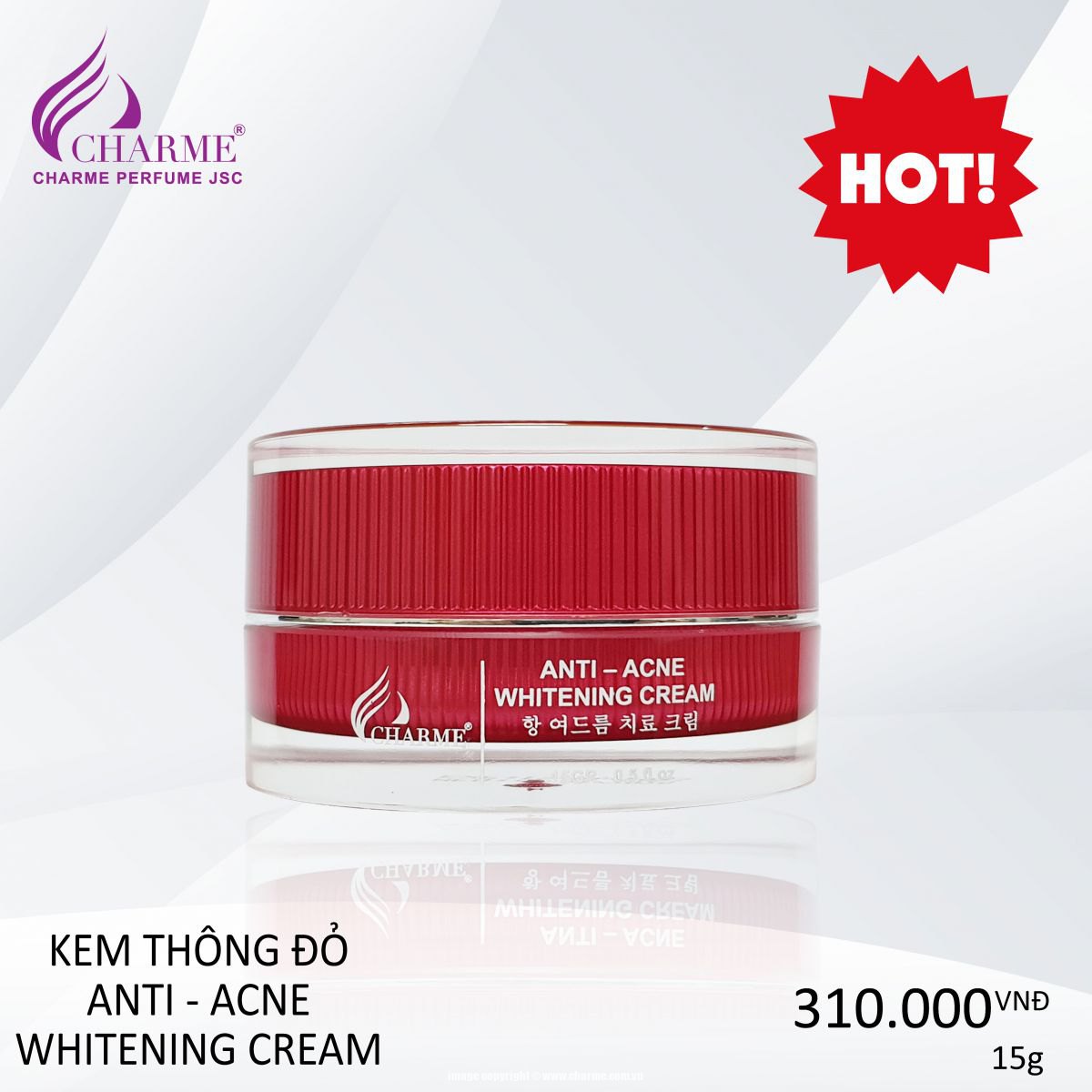 Kem Trị Mụn Trắng Da Thông Đỏ Charme Anti Acne Whitening Cream