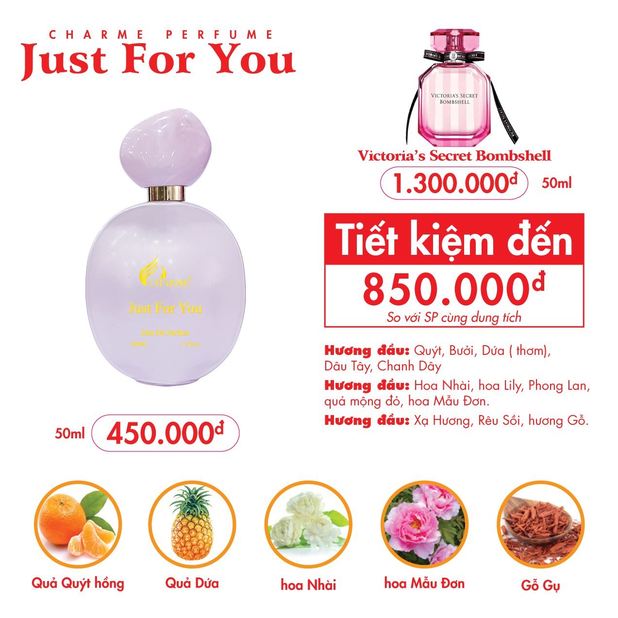 Nước Hoa Nữ Charme Just For You 50ml