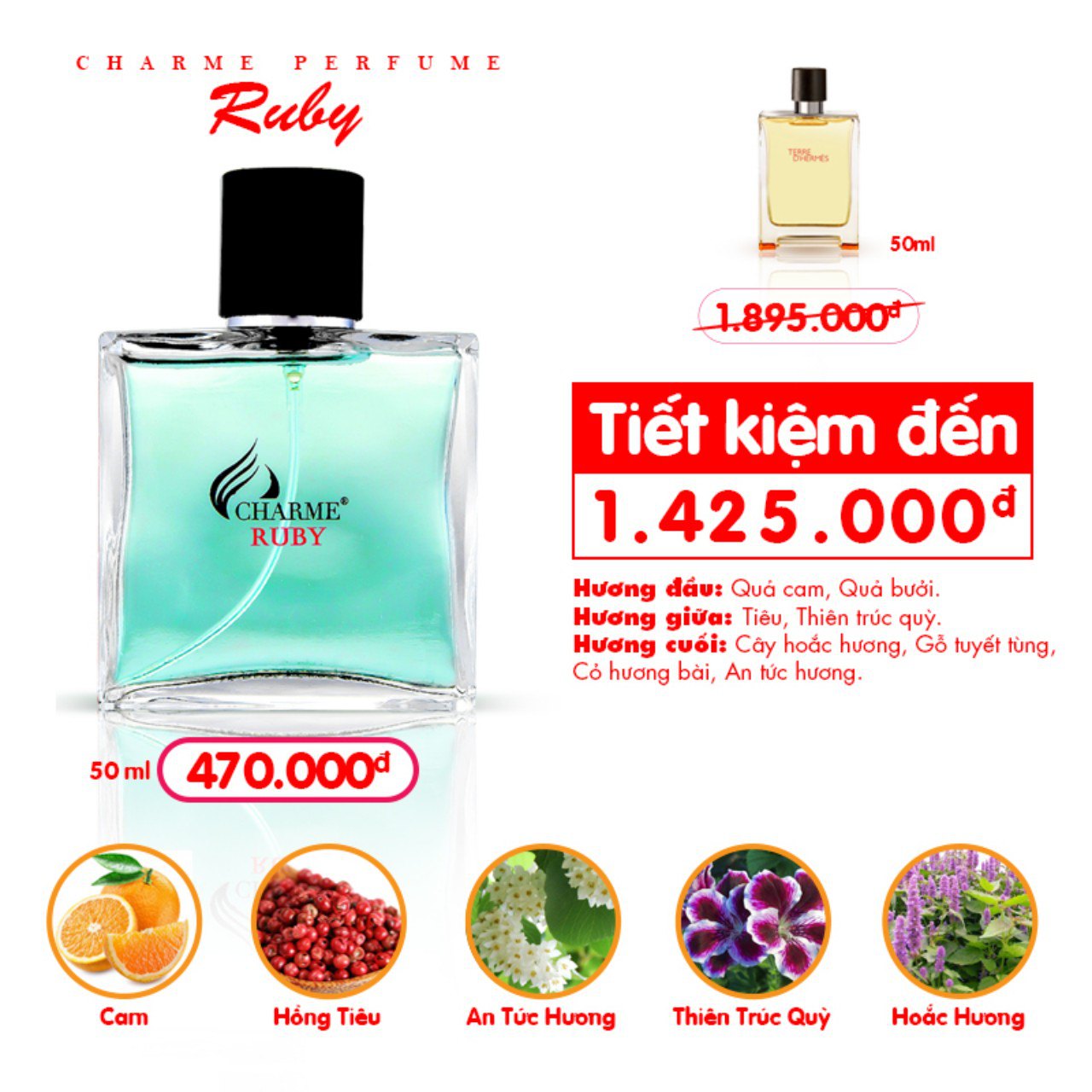 Nước Hoa Nam Charme Ruby 50ml