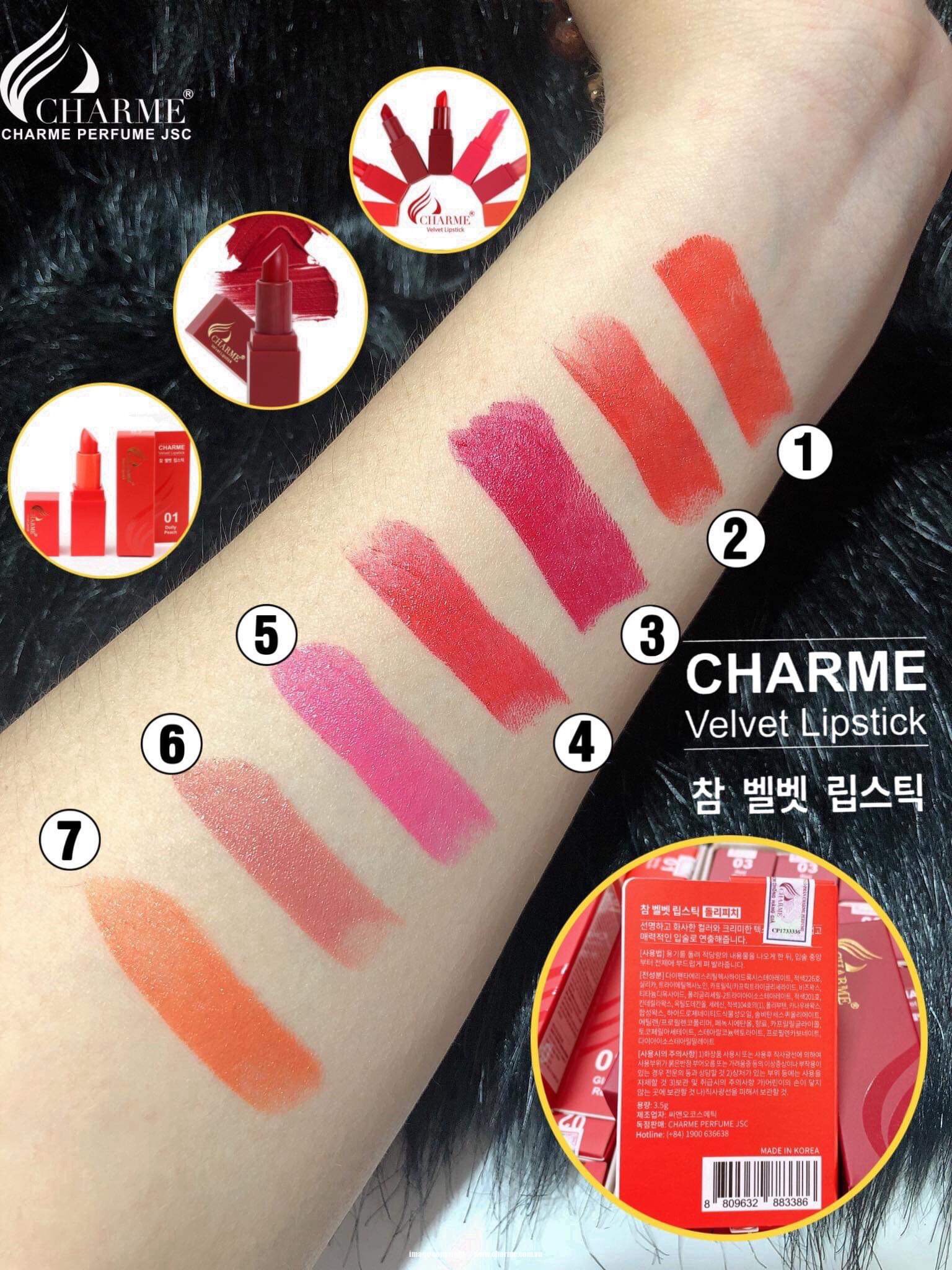 Son Sáp Charme Velvet Lipstick Chính Hãng Không Trì – Made in Korea