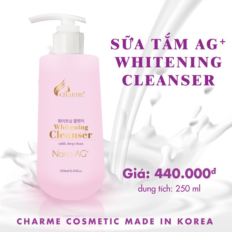 Sữa Tắm Charme Whitening Cleanser Ag+ Hàn Quốc 250ml