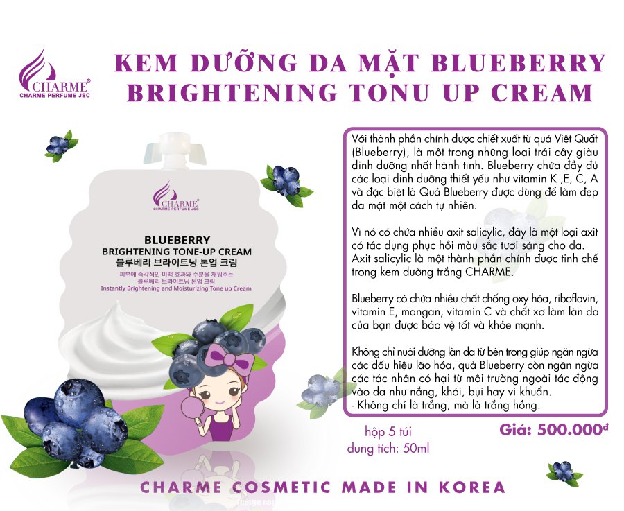 Kem Dưỡng Da Mặt Blue Berry 50ml – Charme Hàn Quốc