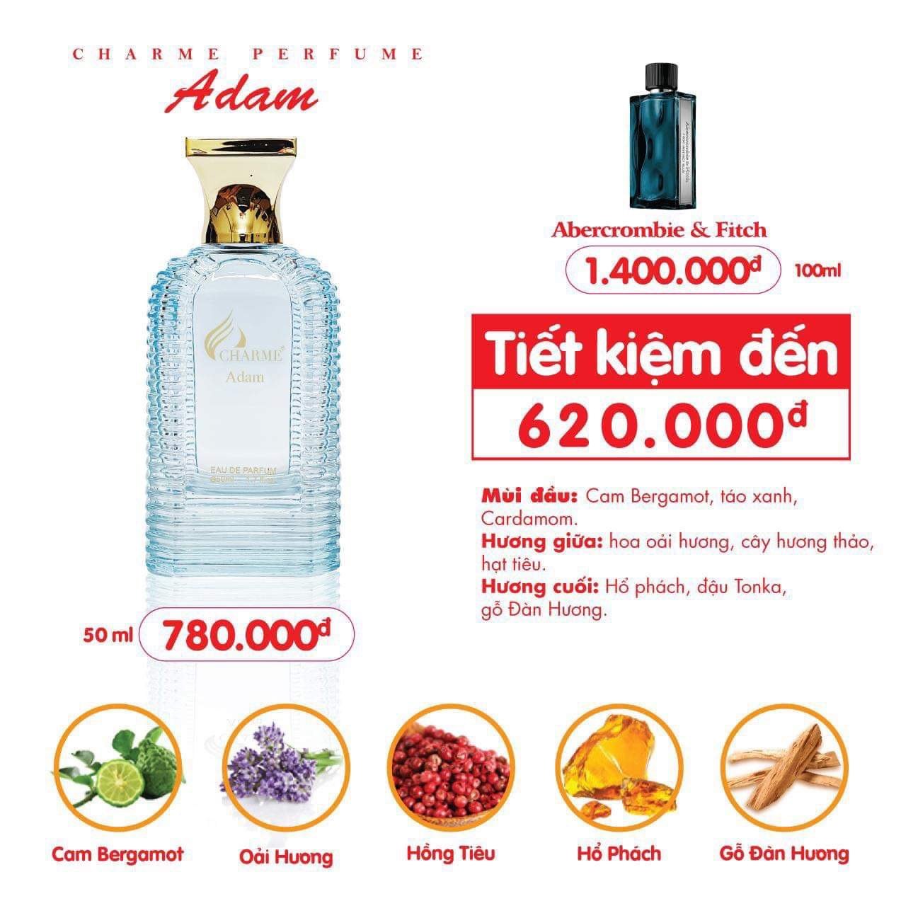 Nước Hoa Nam Charme Adam 50ml