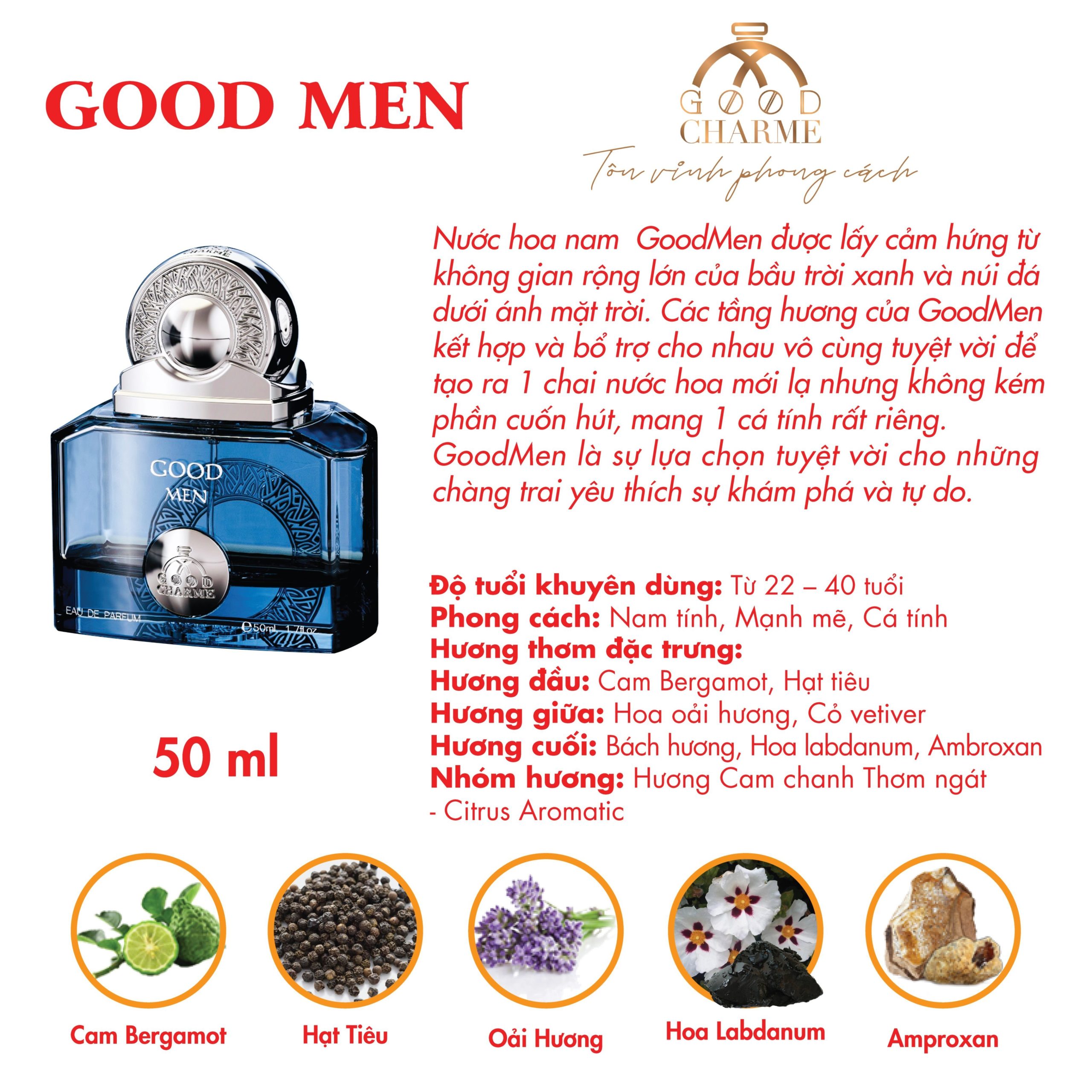 Nước Hoa Nam Good Charme Good Men 50ml (Màu Xanh)