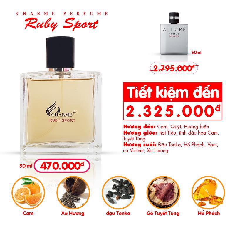 Nước Hoa Nam Charme Ruby Sport 50ml